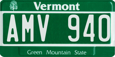 VT license plate AMV940
