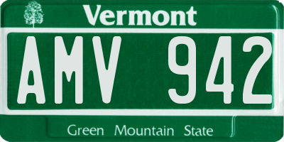 VT license plate AMV942