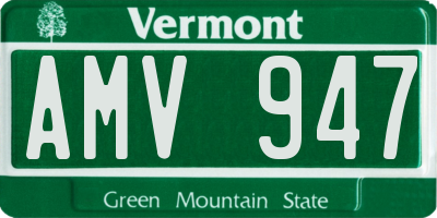 VT license plate AMV947