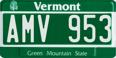 VT license plate AMV953