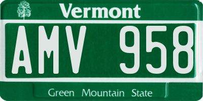 VT license plate AMV958