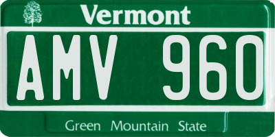 VT license plate AMV960