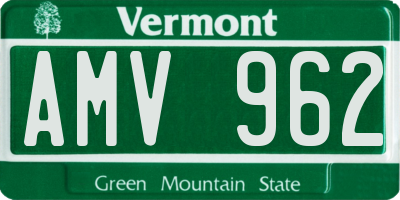 VT license plate AMV962