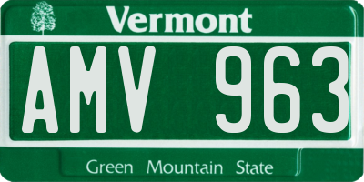 VT license plate AMV963