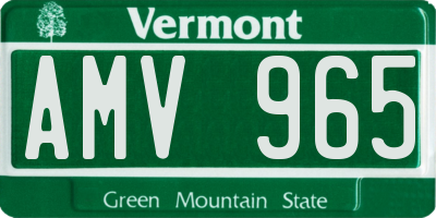 VT license plate AMV965