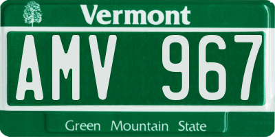 VT license plate AMV967