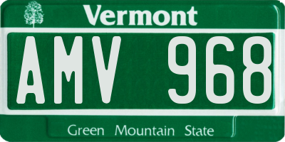 VT license plate AMV968