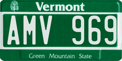 VT license plate AMV969