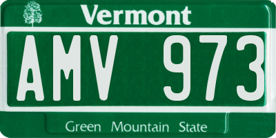 VT license plate AMV973