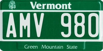 VT license plate AMV980
