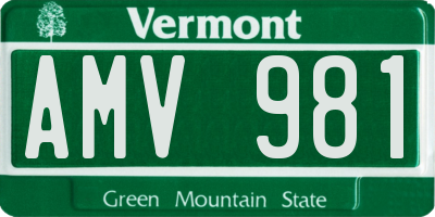 VT license plate AMV981