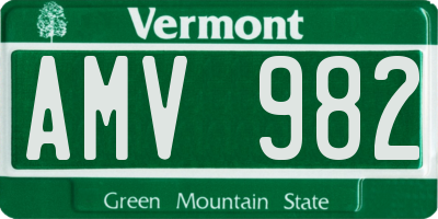 VT license plate AMV982