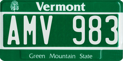 VT license plate AMV983