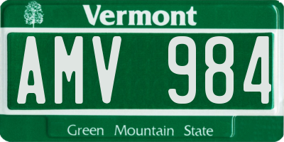 VT license plate AMV984
