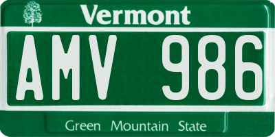 VT license plate AMV986