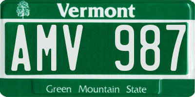 VT license plate AMV987