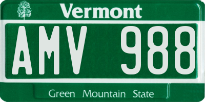 VT license plate AMV988