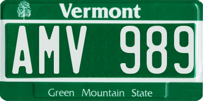 VT license plate AMV989