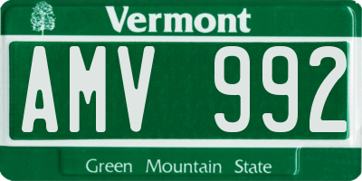 VT license plate AMV992