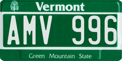VT license plate AMV996