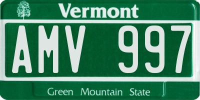 VT license plate AMV997
