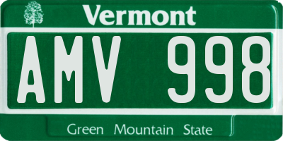 VT license plate AMV998