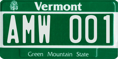 VT license plate AMW001