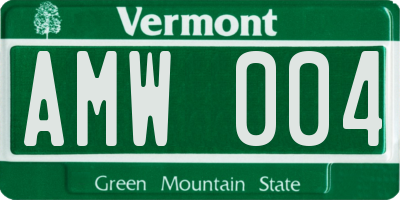 VT license plate AMW004