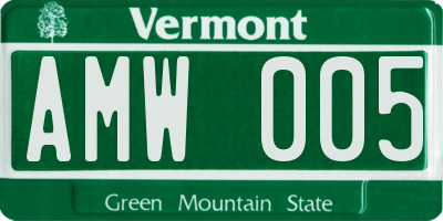 VT license plate AMW005