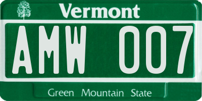 VT license plate AMW007