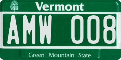 VT license plate AMW008