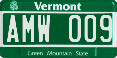 VT license plate AMW009