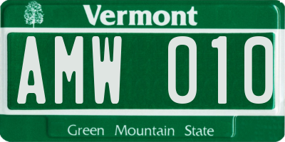 VT license plate AMW010