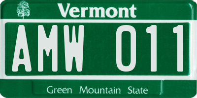 VT license plate AMW011