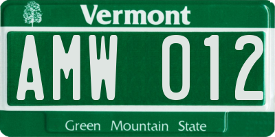 VT license plate AMW012