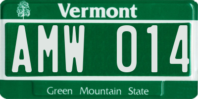 VT license plate AMW014