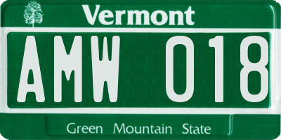 VT license plate AMW018
