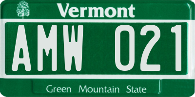 VT license plate AMW021