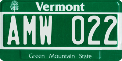 VT license plate AMW022