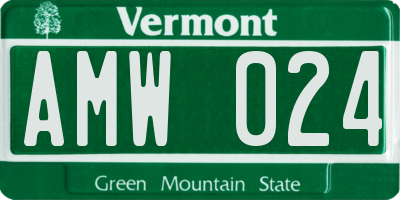 VT license plate AMW024
