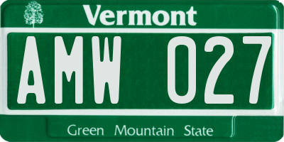 VT license plate AMW027