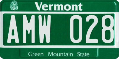VT license plate AMW028