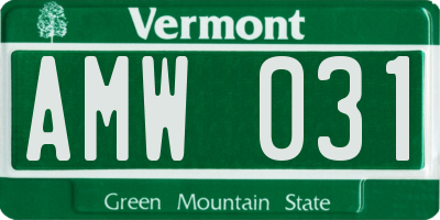 VT license plate AMW031