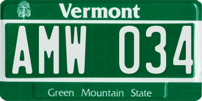 VT license plate AMW034
