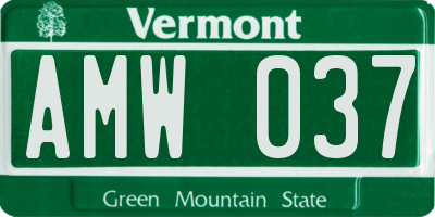 VT license plate AMW037