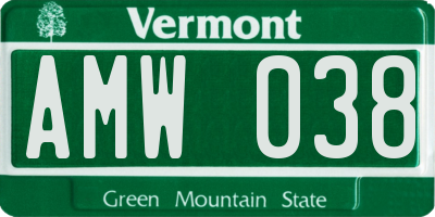 VT license plate AMW038