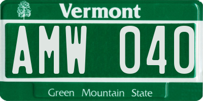 VT license plate AMW040