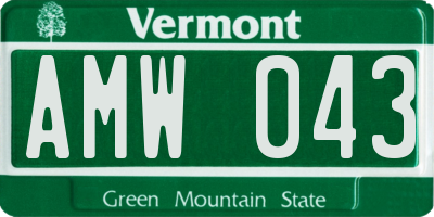VT license plate AMW043