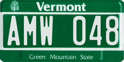 VT license plate AMW048