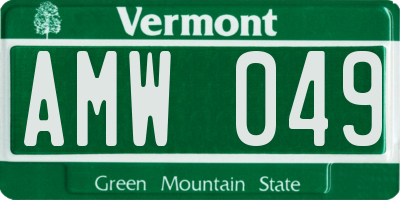 VT license plate AMW049